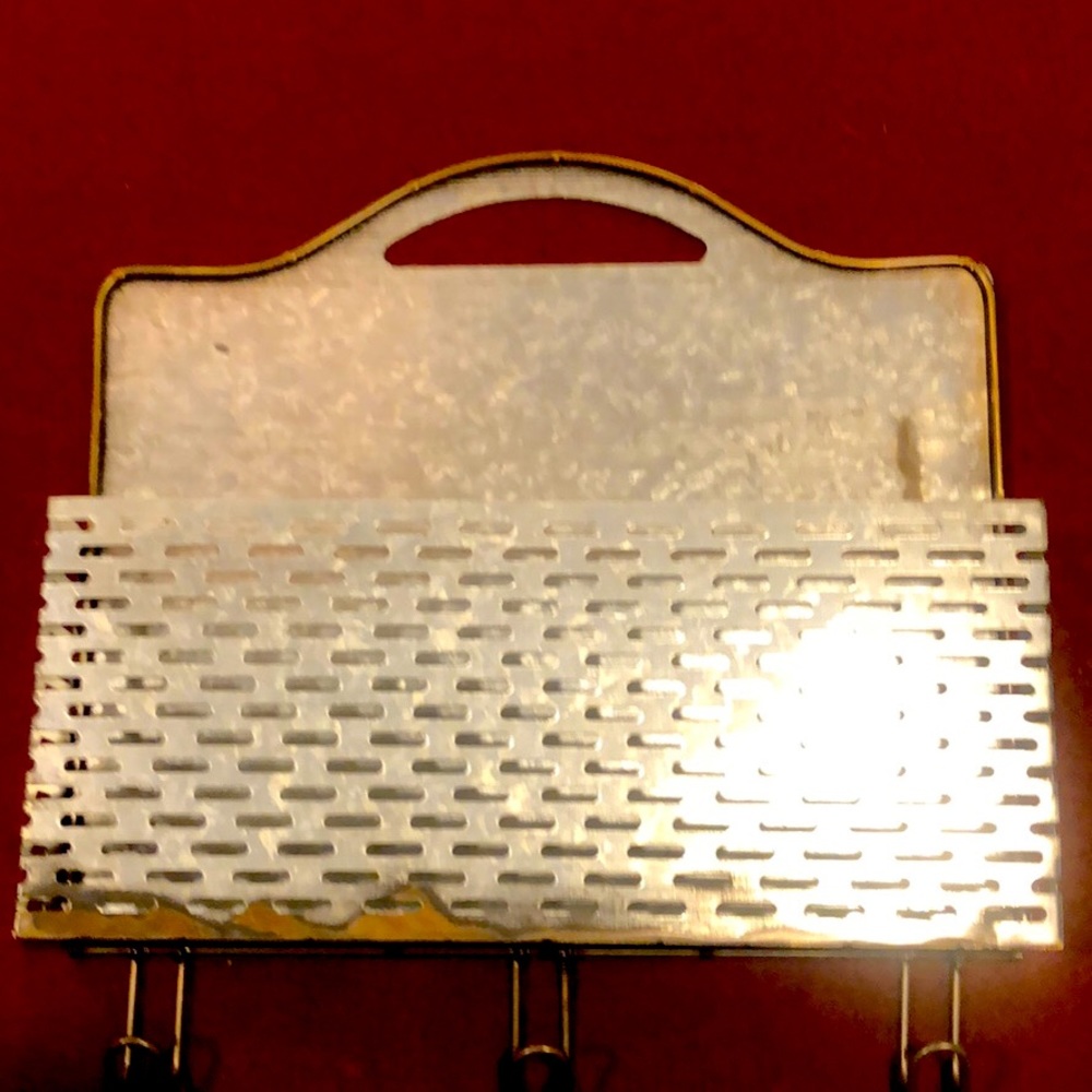 Metal entryway mail and key holder